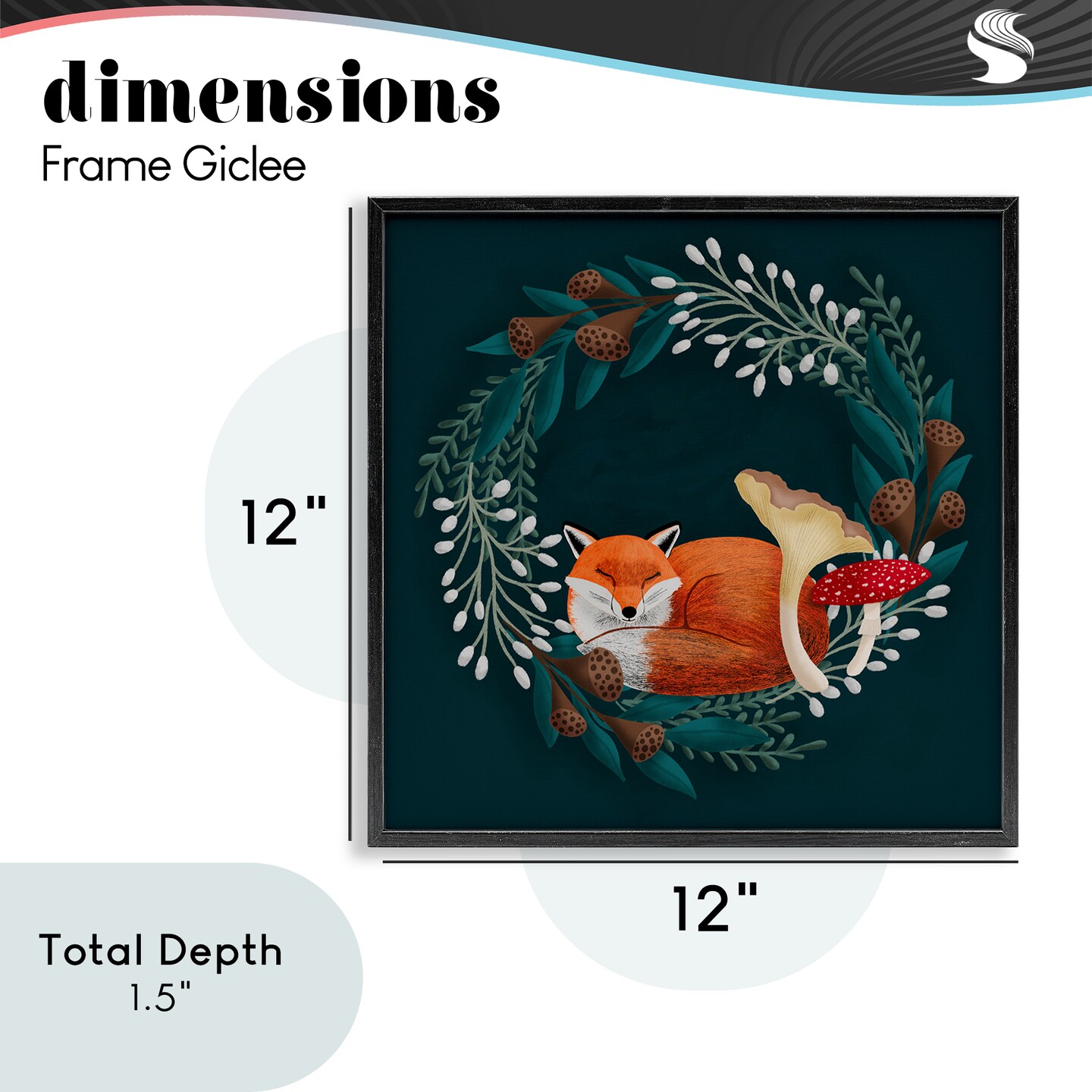 Stupell Industries Sleepy Fox in Botanical Wreath Framed Giclee, design by Metka Hiti