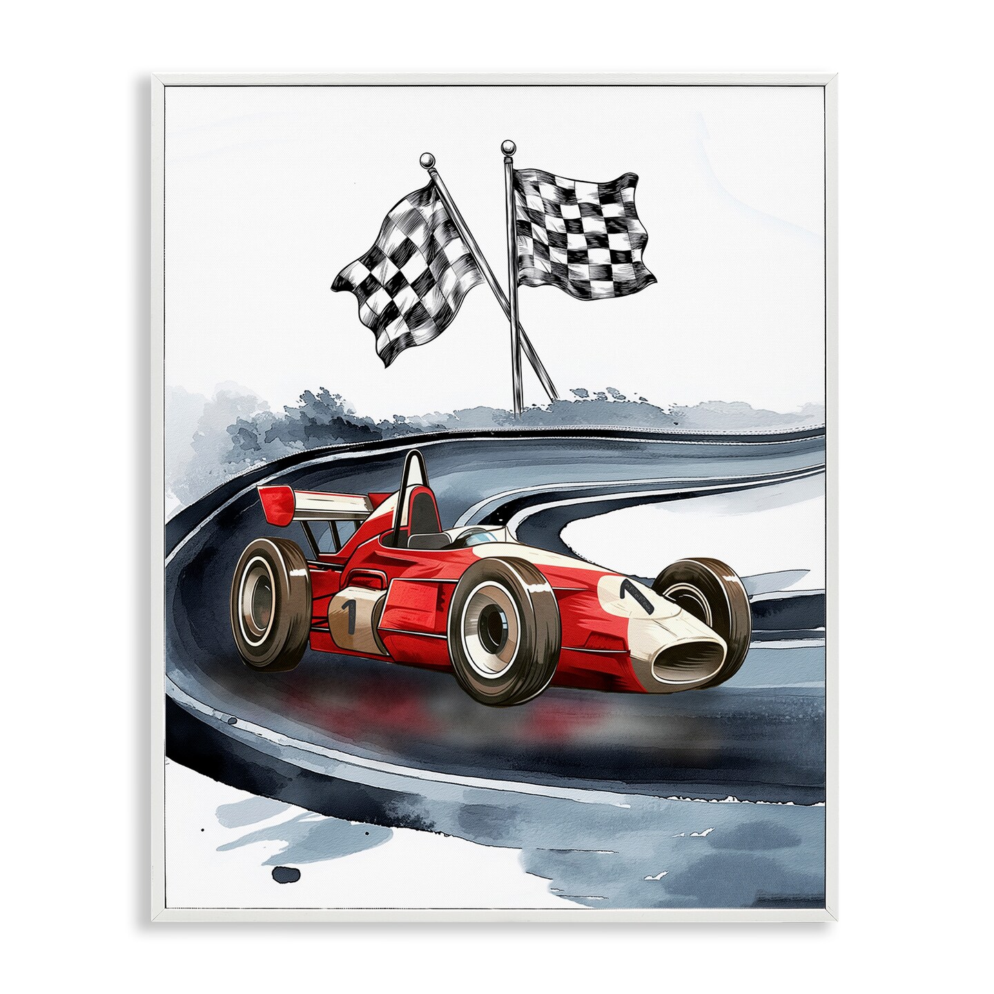 Stupell Industries Vintage Race Day Flags Framed Giclee, design by Christine Simpson Art