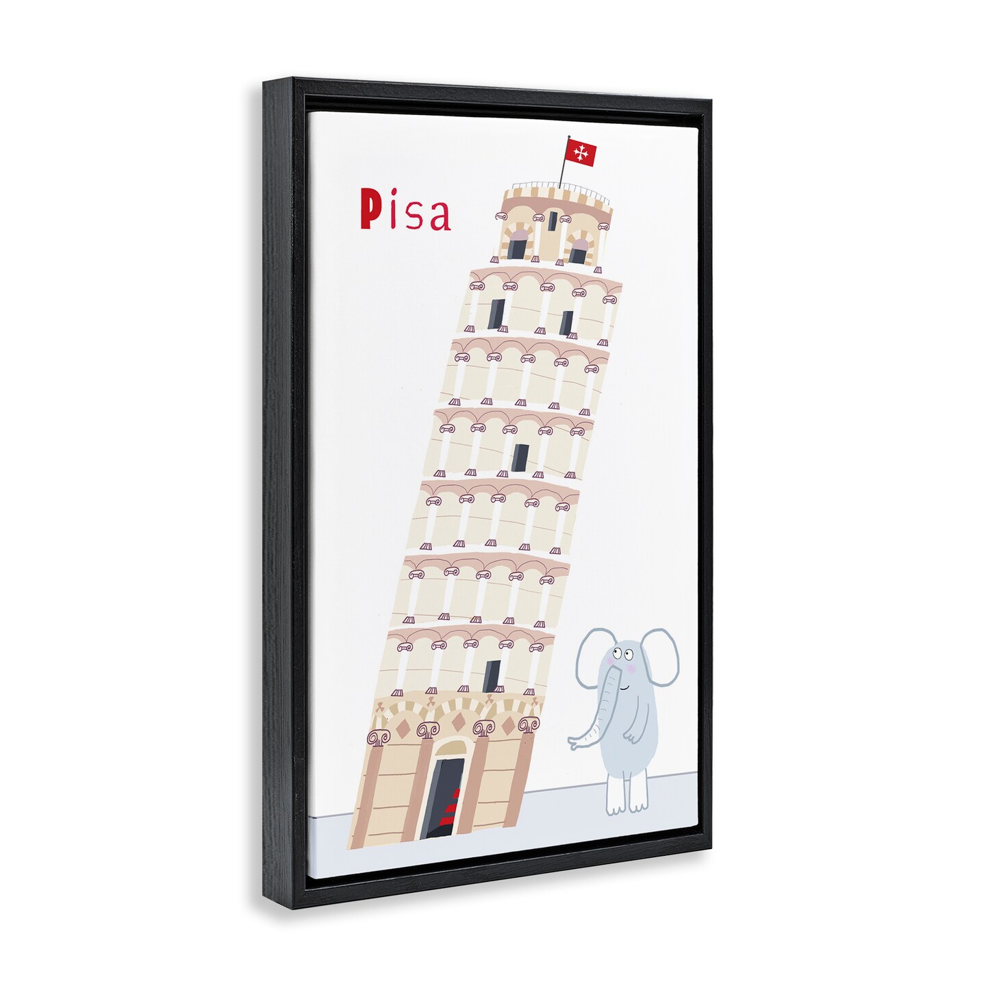 Stupell Industries Elephant & Leaning Tower Pisa Floating Frame, design by Carla Daly