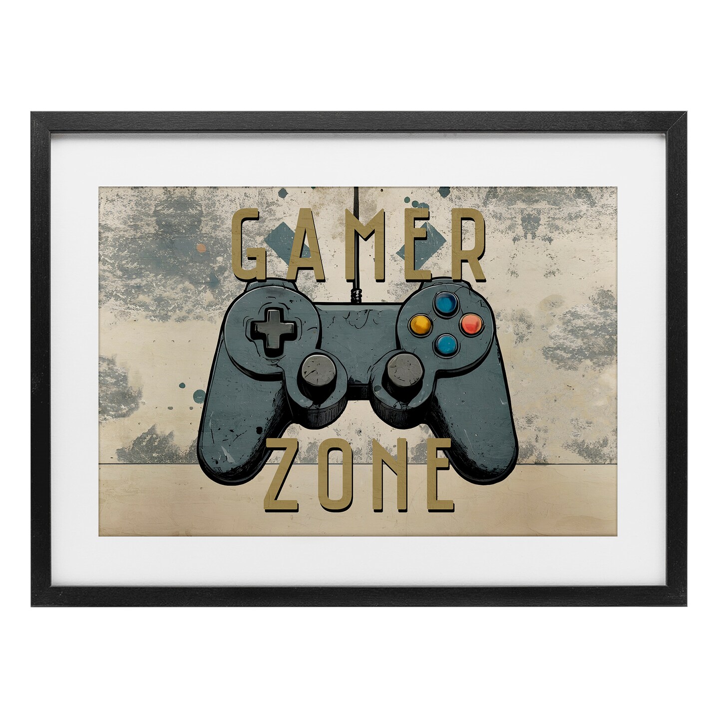 Stupell Industries Gamer Zone with Abstract Background Framed Print Under Glass, design by Kim Allen
