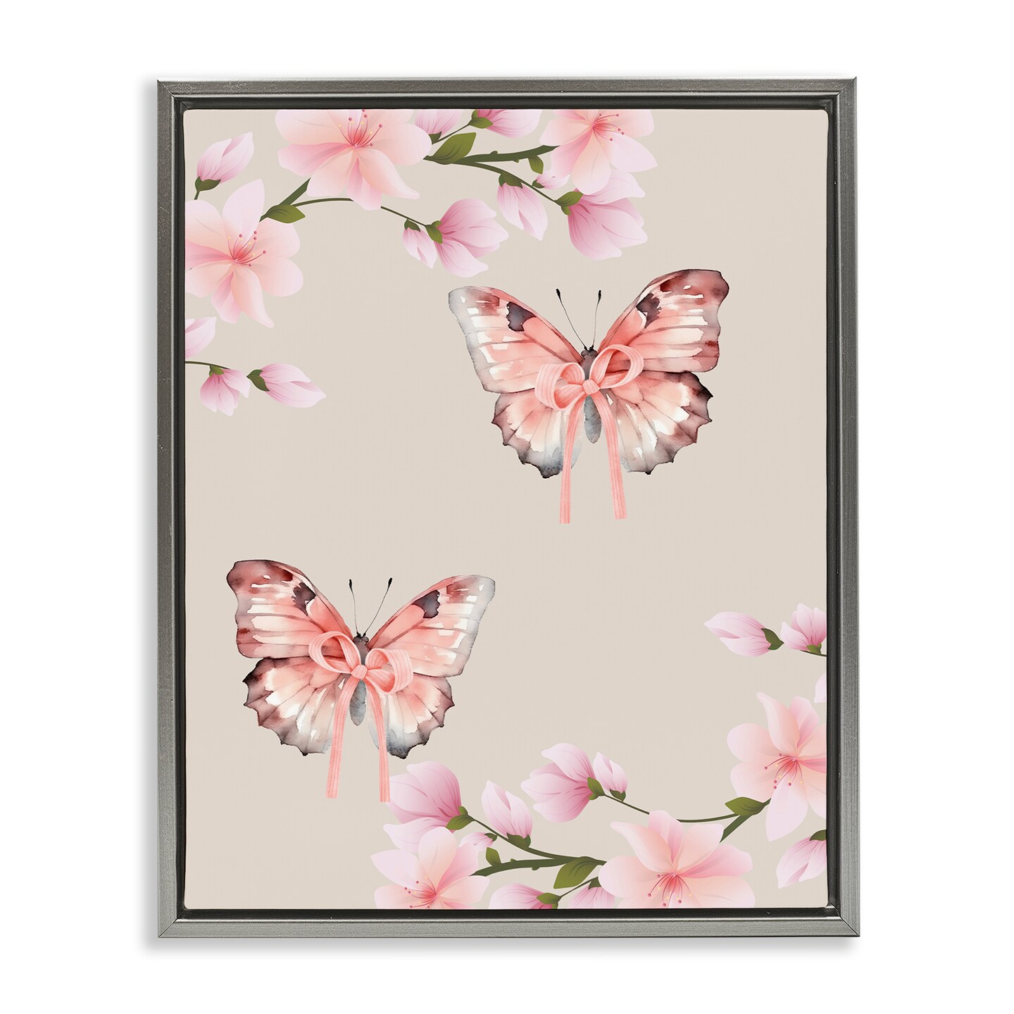Stupell Industries Butterflies In Bows Floating Frame, design by Jesse Keith