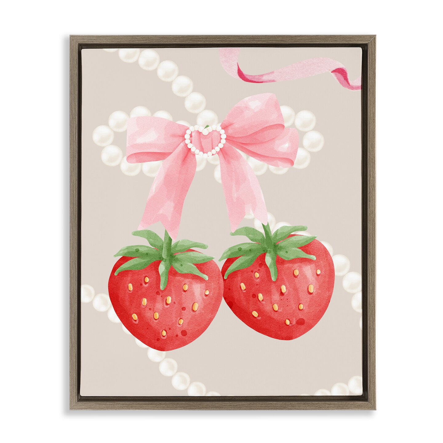 Stupell Industries Feminine Strawberry Pearls Floating Frame, design by Jesse Keith