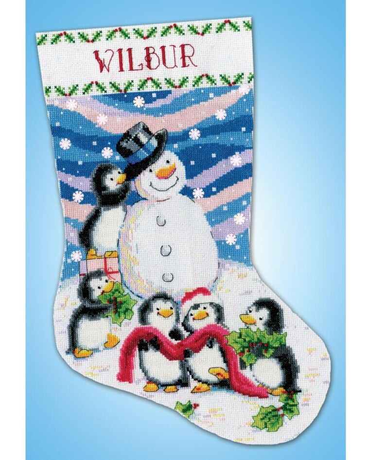 DIY Design Works Dressing Frosty Christmas Counted Cross Stitch Stocking Kit
