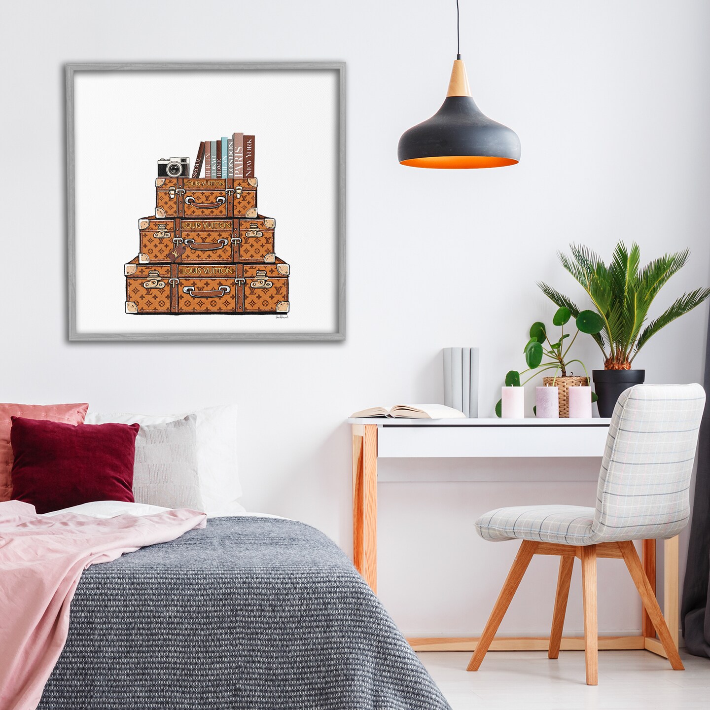 Stupell Industries Vintage Glam Luggage Stack Framed Giclee, design by Amanda Greenwood