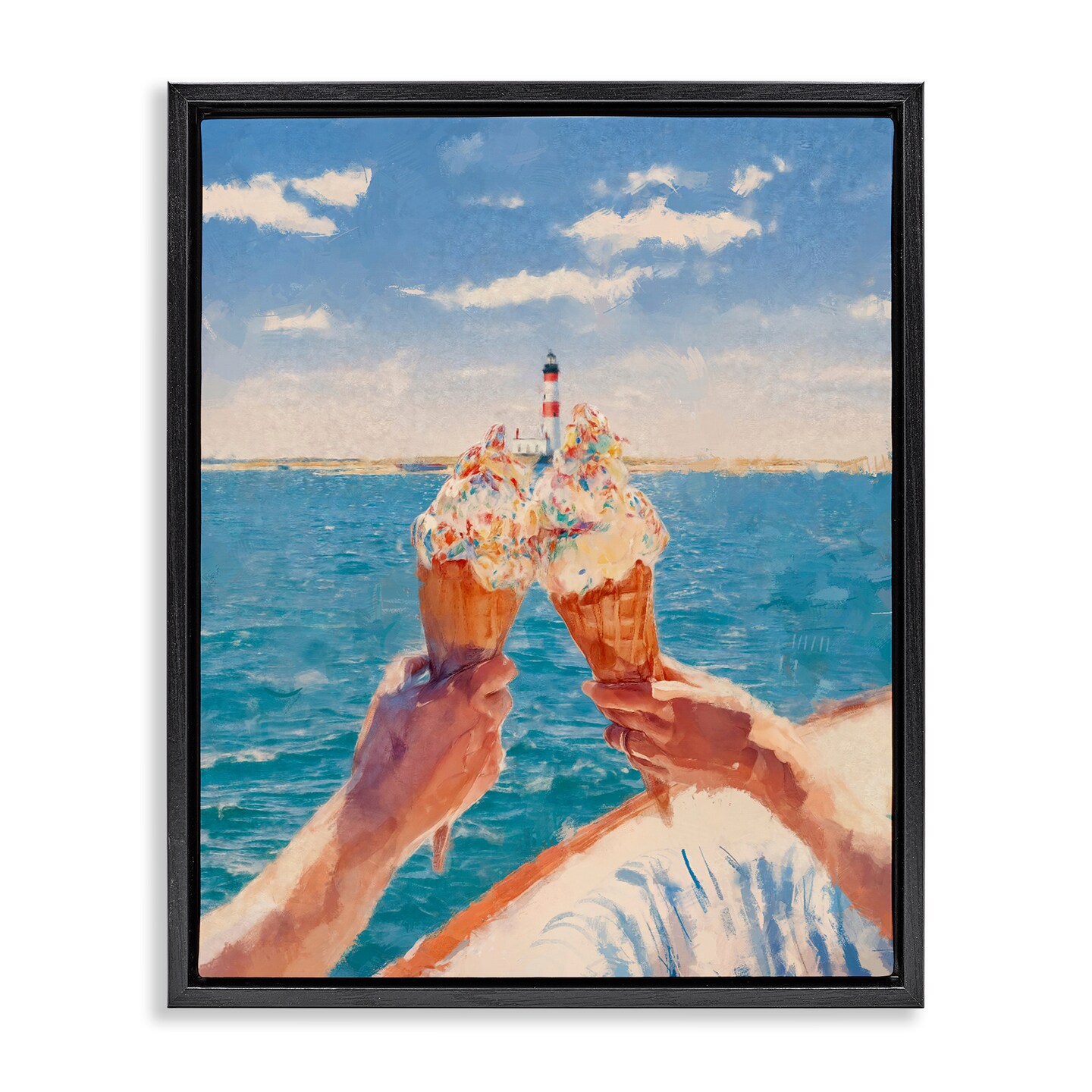 Stupell Industries Ice Cream Cheers on Boat Floating Frame, design by Ziwei Li