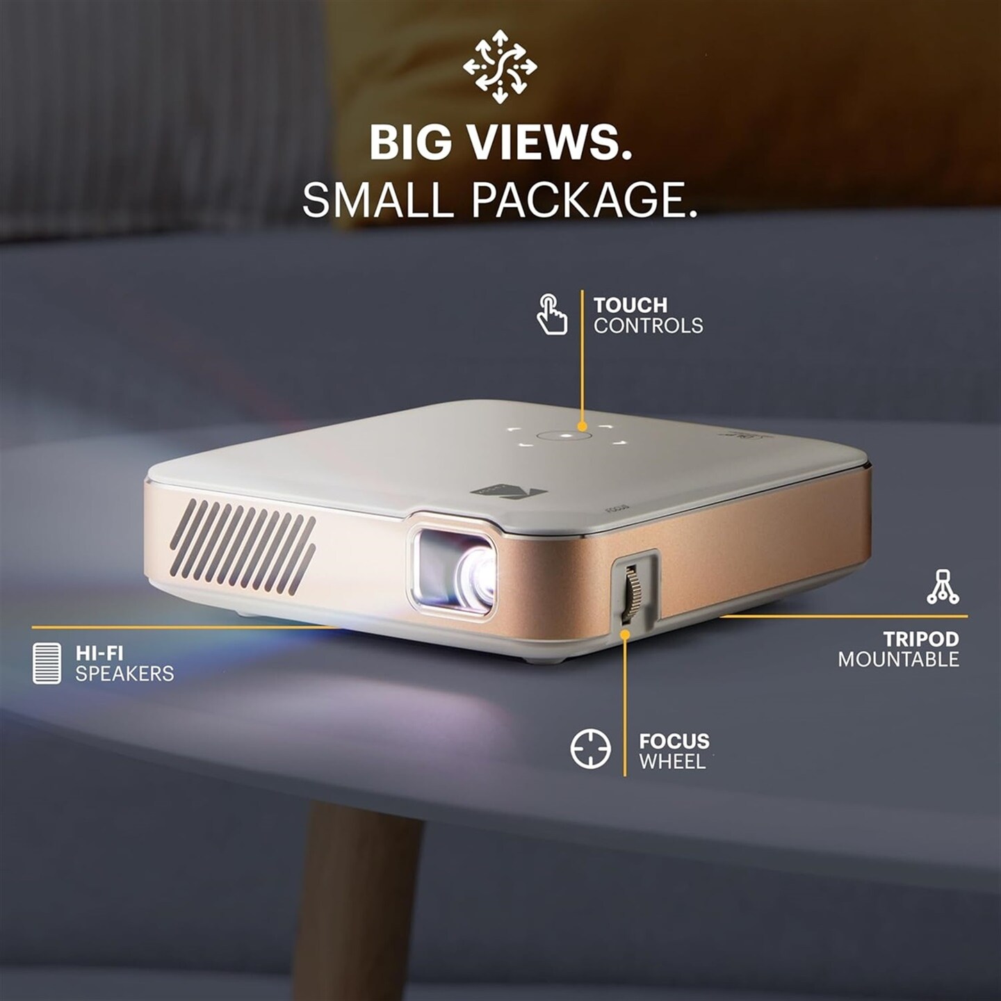 Kodak Luma 450 Smart Projector, Full HD Portable Pico Projector with 80" Screen, Tripod, Remote & Case