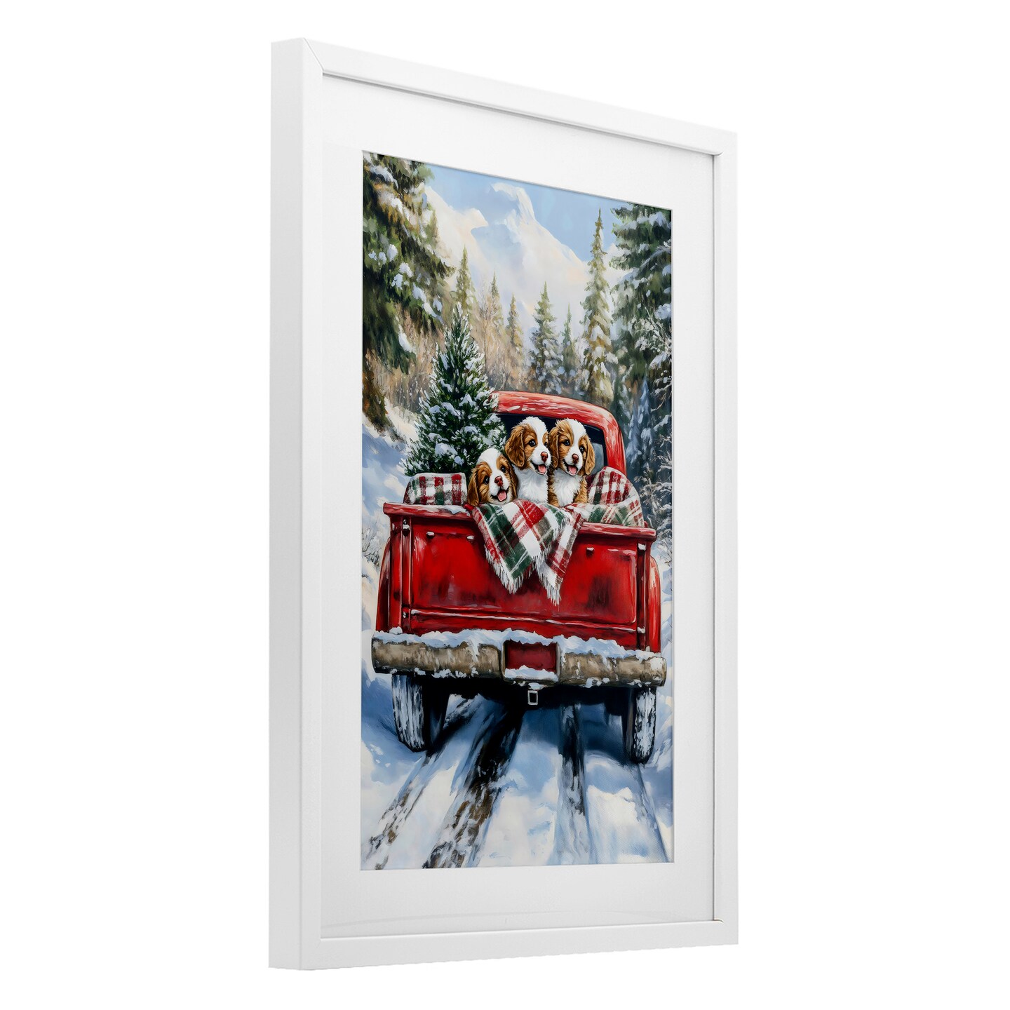 Stupell Industries Christmas Truck Pups Trio Framed Print Under Glass, design by Petal Prints Design