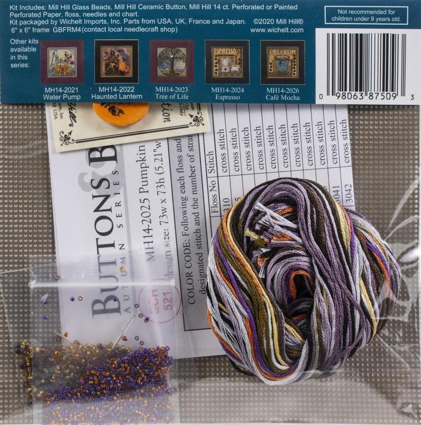 DIY Mill Hill Pumpkin Tree Halloween Button Glass Bead Cross Stitch Picture Kit