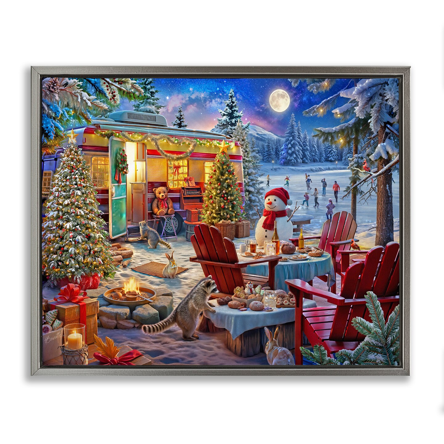 Stupell Industries Winter Holiday Camper Party Floating Frame, design by Henriette Chinaglia