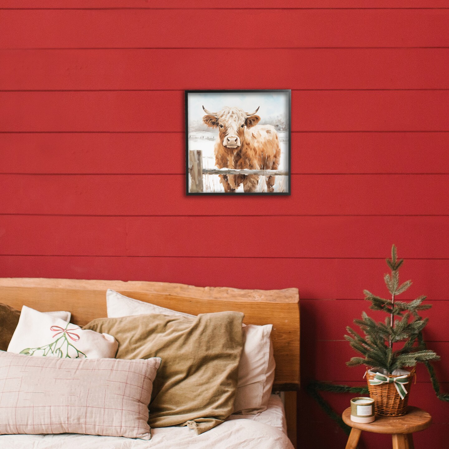 Stupell Industries Cattle at Snowy Fence Framed Giclee, design by Heidi Kuntz