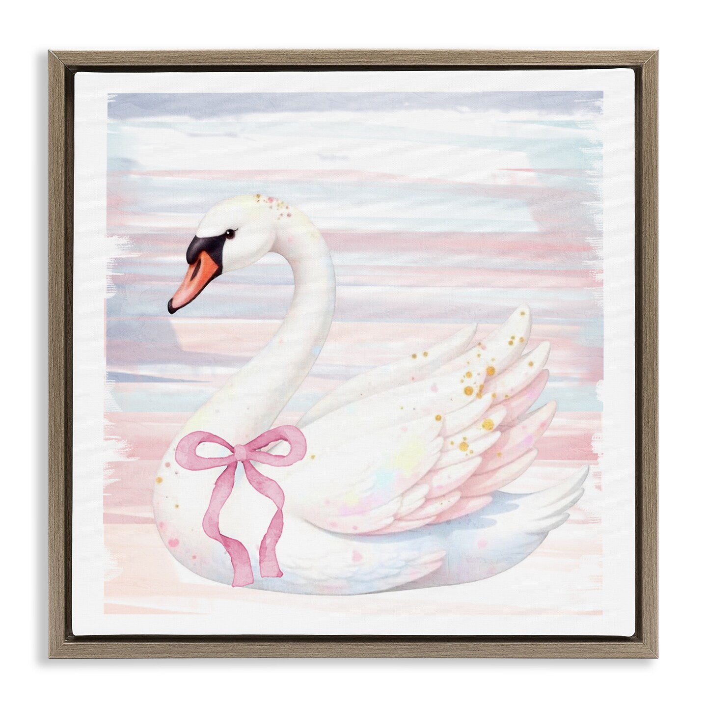 Stupell Industries Pastel Swan with Ribbon Floating Frame, design by Kim Allen