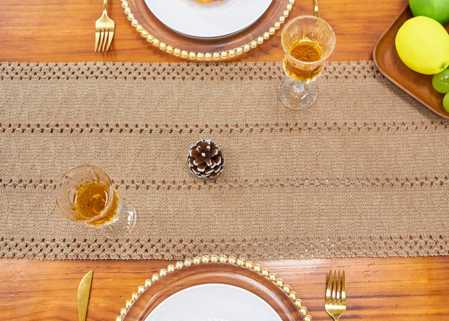 Brown Table Runner Boho Fall Burlap Coffee with Tassels 72 Inches Long for Farmhouse Home Decor Modern for Bohemian Dining Bedroom Decor Rustic Style