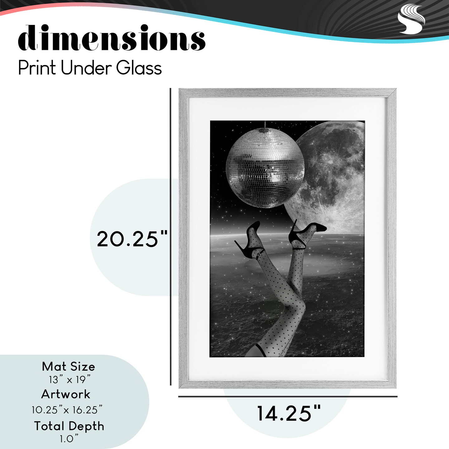 Stupell Industries Hangin' Over Disco & Planet Framed Print Under Glass, design by Elo Marc