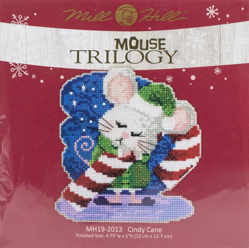 DIY Mill Hill Cindy Cane Mouse Christmas Candy Cane Cross Stitch Ornament Kit