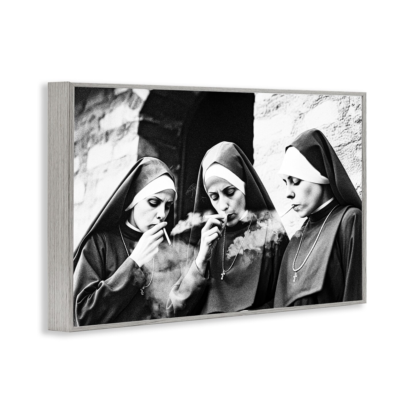 Stupell Industries Smoking Nuns Rebellion Framed Giclee, design by Decent Exposures