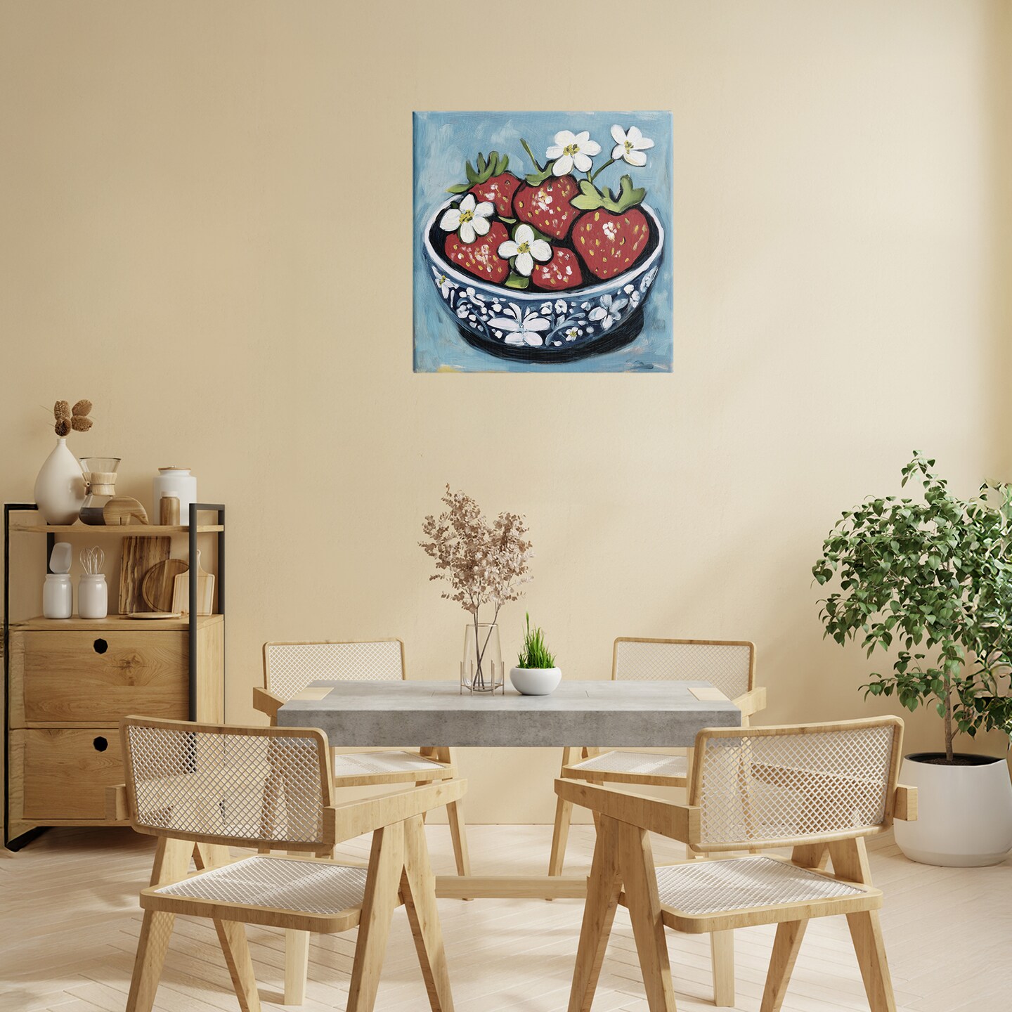 Stupell Industries Strawberries in Blue Bowl Canvas, design by Gina Kelly