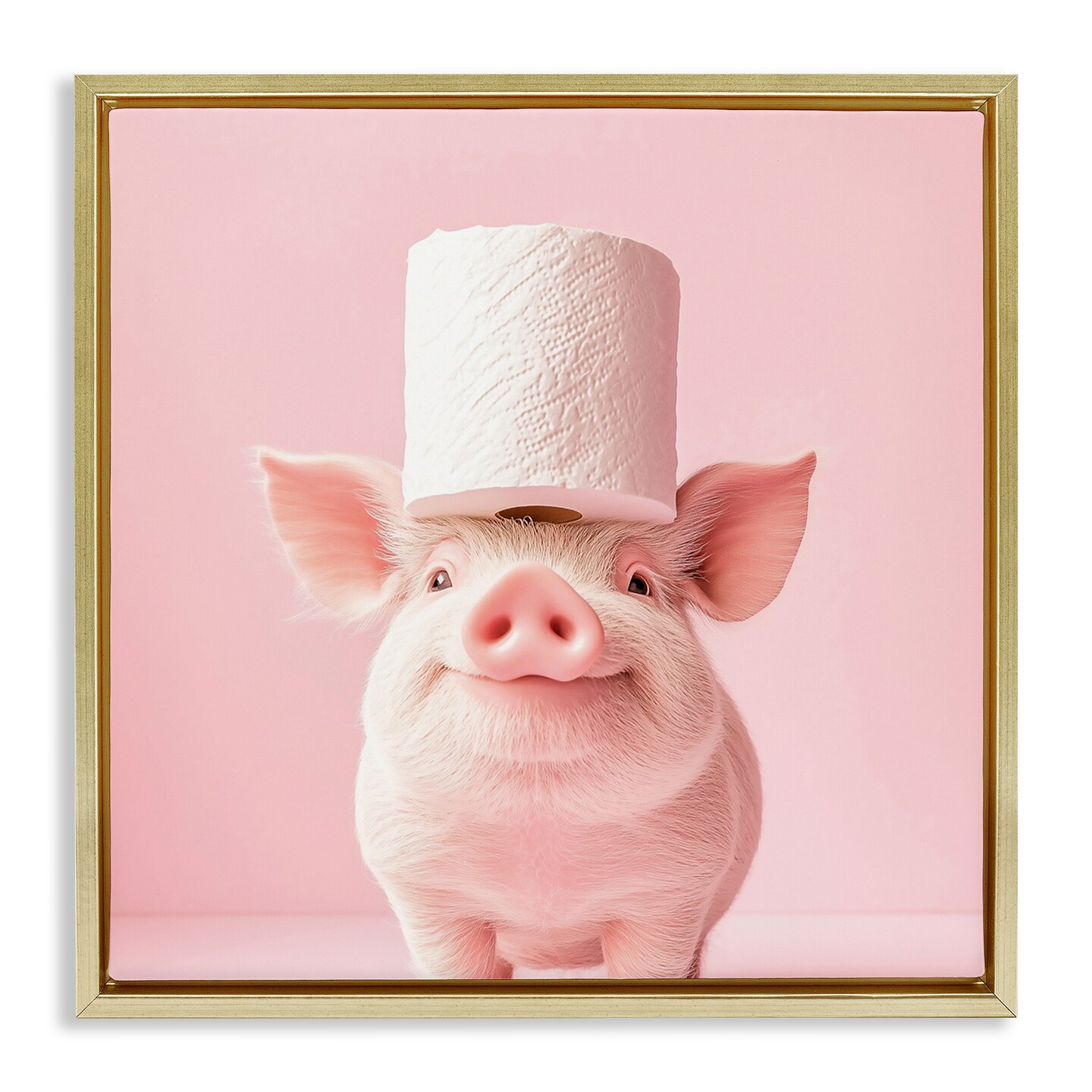 Stupell Industries Silly Piggy Pink Toilet Paper Floating Frame, design by Heidi Kuntz