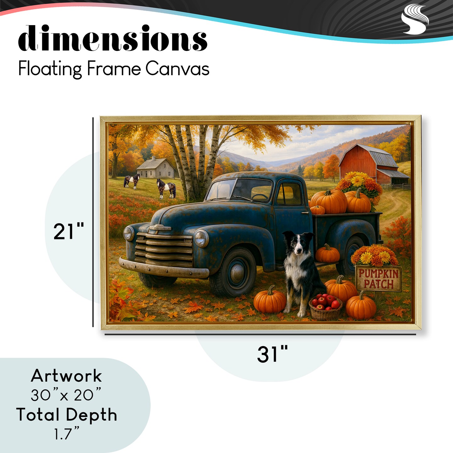 Stupell Industries Autumnal Farmland Collie Dog Floating Frame, design by Tom Crehan