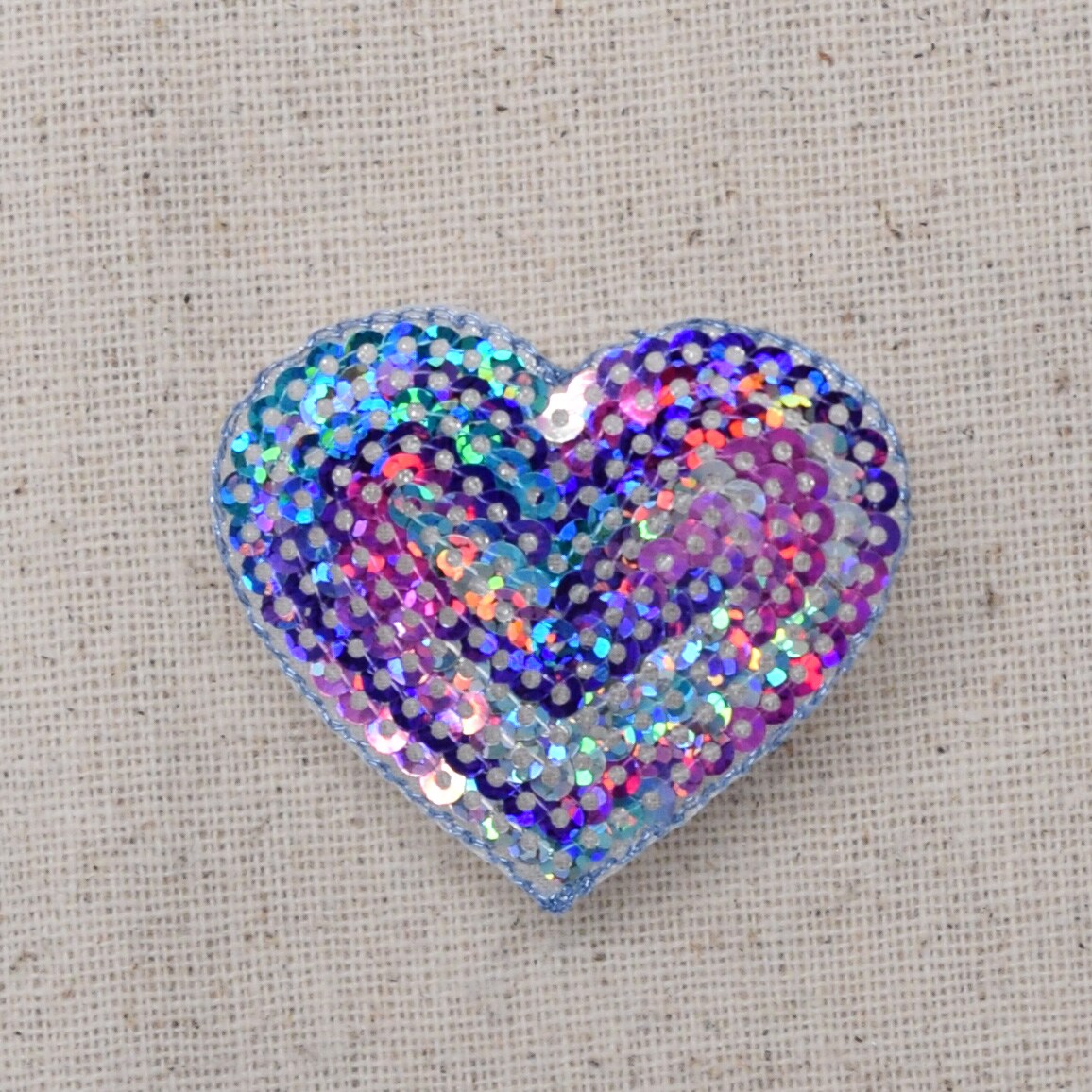 Multicolor Rainbow Heart Sequin Patch - 1.75 inch Embroidered, Iron on Patch
