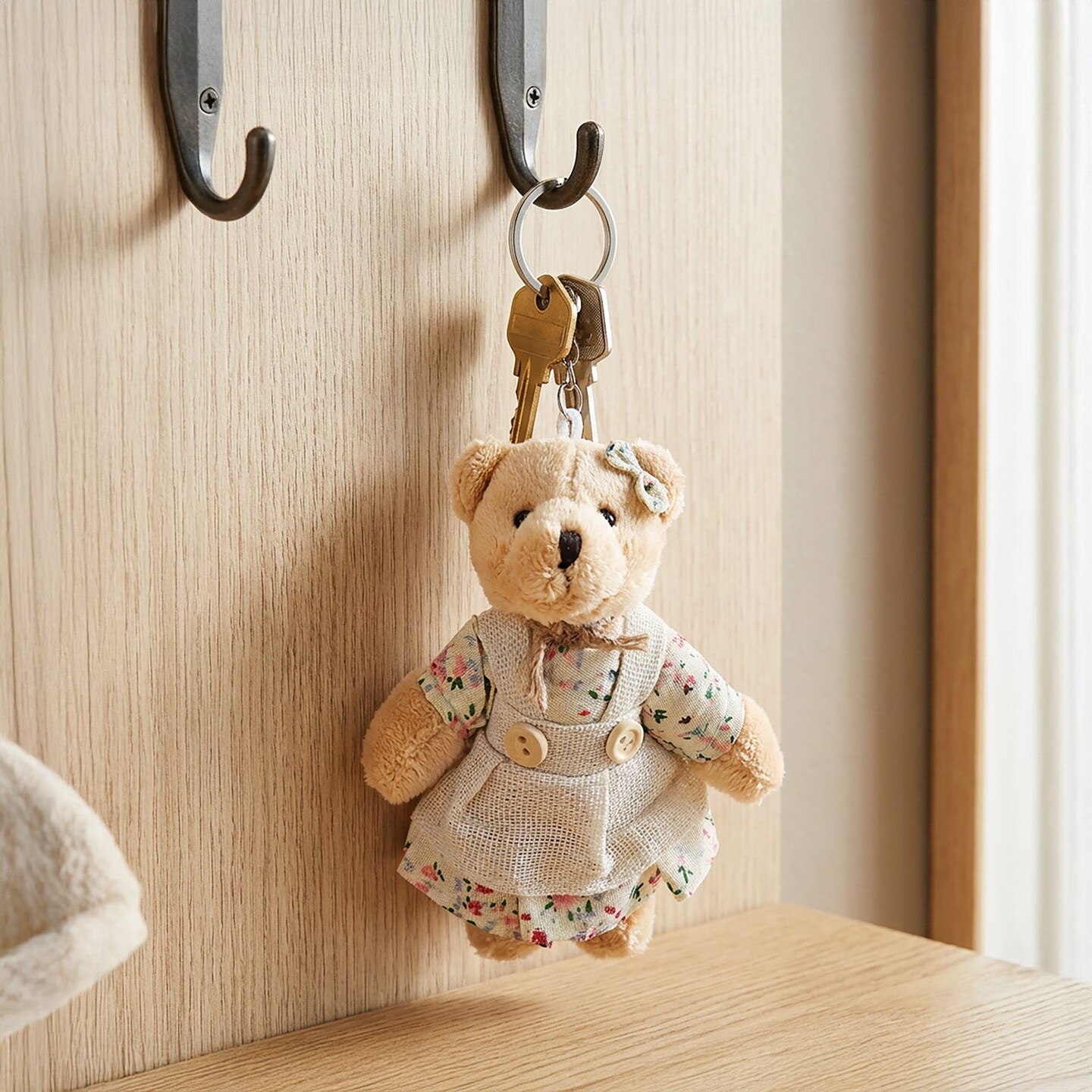 Wrapables Country Floral Plush Stuffed Animal Doll Keychain Bag Charm (Set of 2), Bear Couple