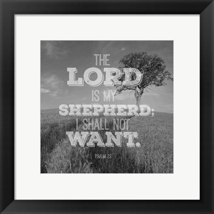 Framed Art Psalm 23 The Lord is My Shepherd - Field Wall Decor 18x24 Artwork