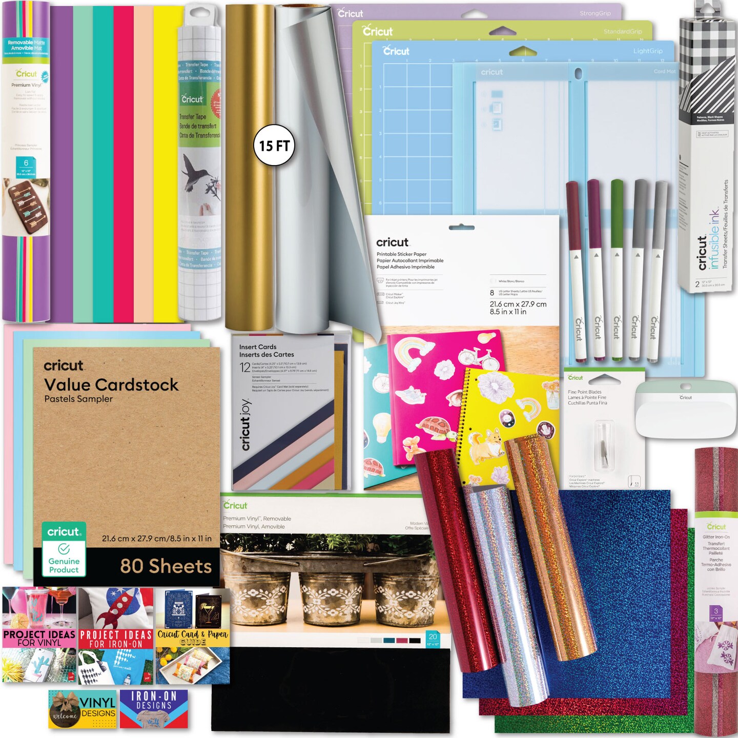 Cricut Ultimate Materials, Vinyl Rolls and Accessories Bundle for Cricut Explore Air &#x26; Maker, 150+ Piece