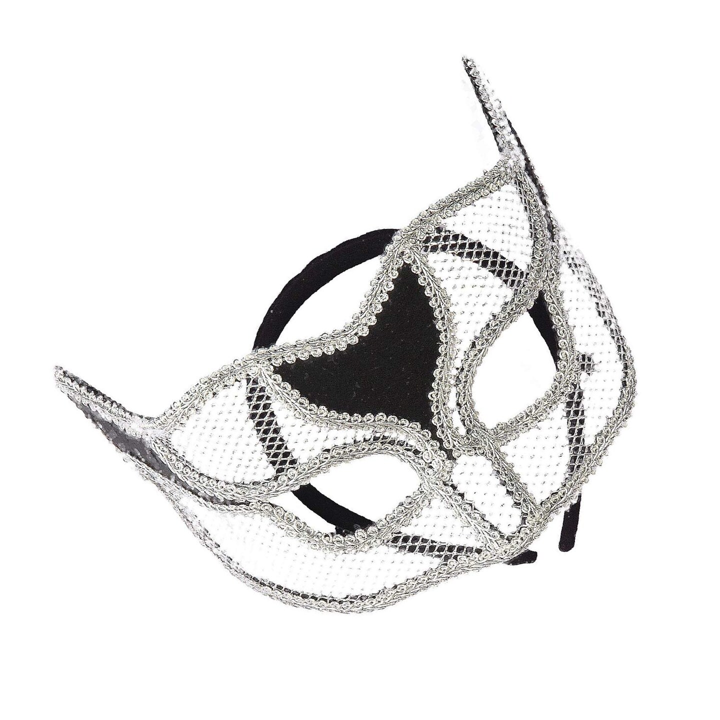 Elegant Silver Netted Masquerade Mask