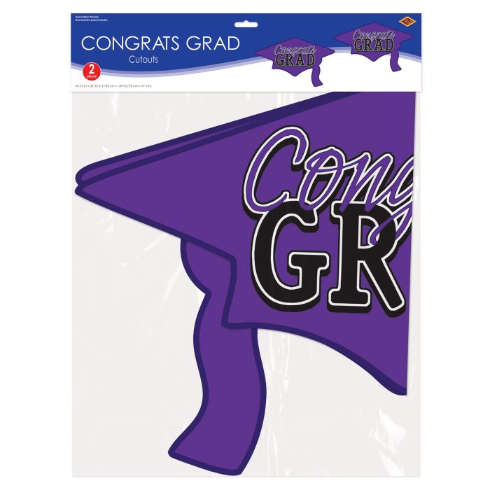 24 Pack Beistle Purple Congrats Grad Cutout Decorations