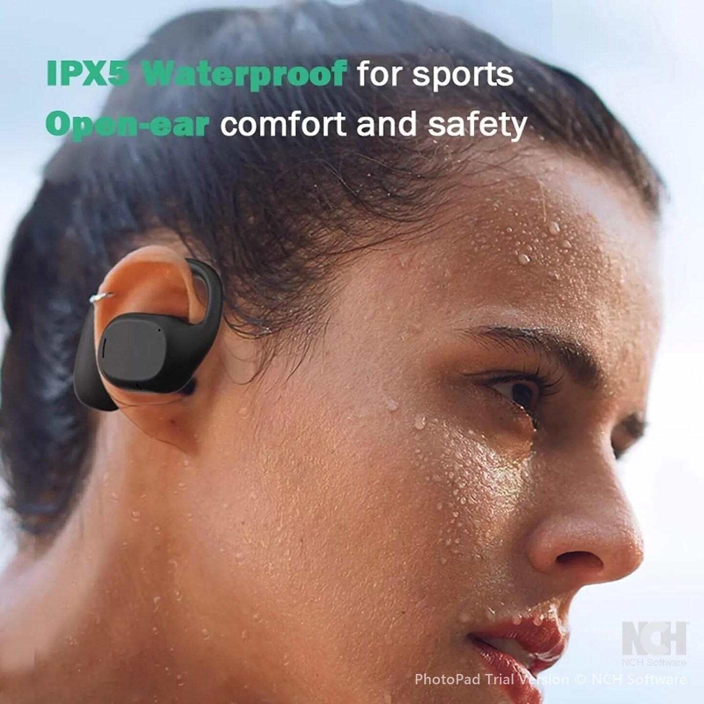 JS270 True Wireless Headphones Black Conduction Waterproof Open Earpieces