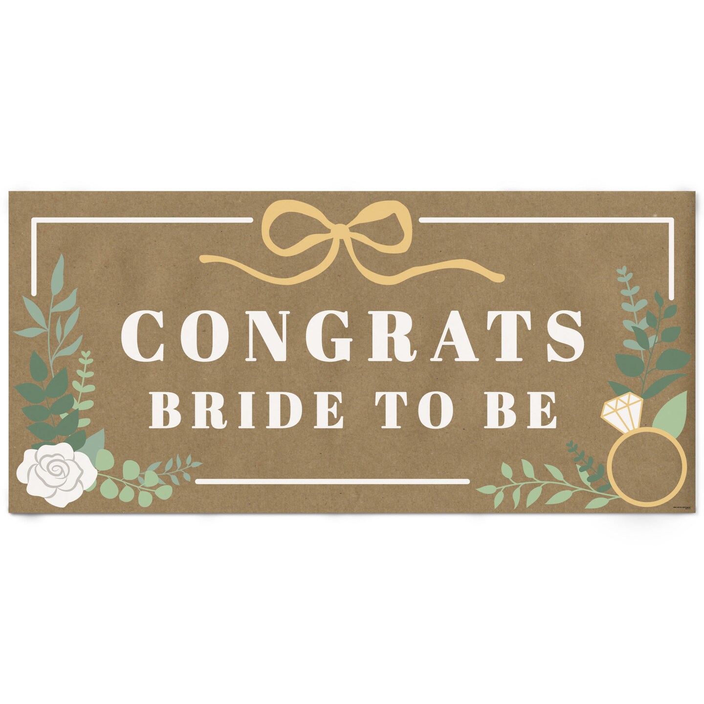 Big Dot of Happiness Boho Botanical Bride Kraft Paper Banner, Greenery Bridal Shower and Wedding Party Banner, Printed Brown Paper Sign Decor – 1 Ct