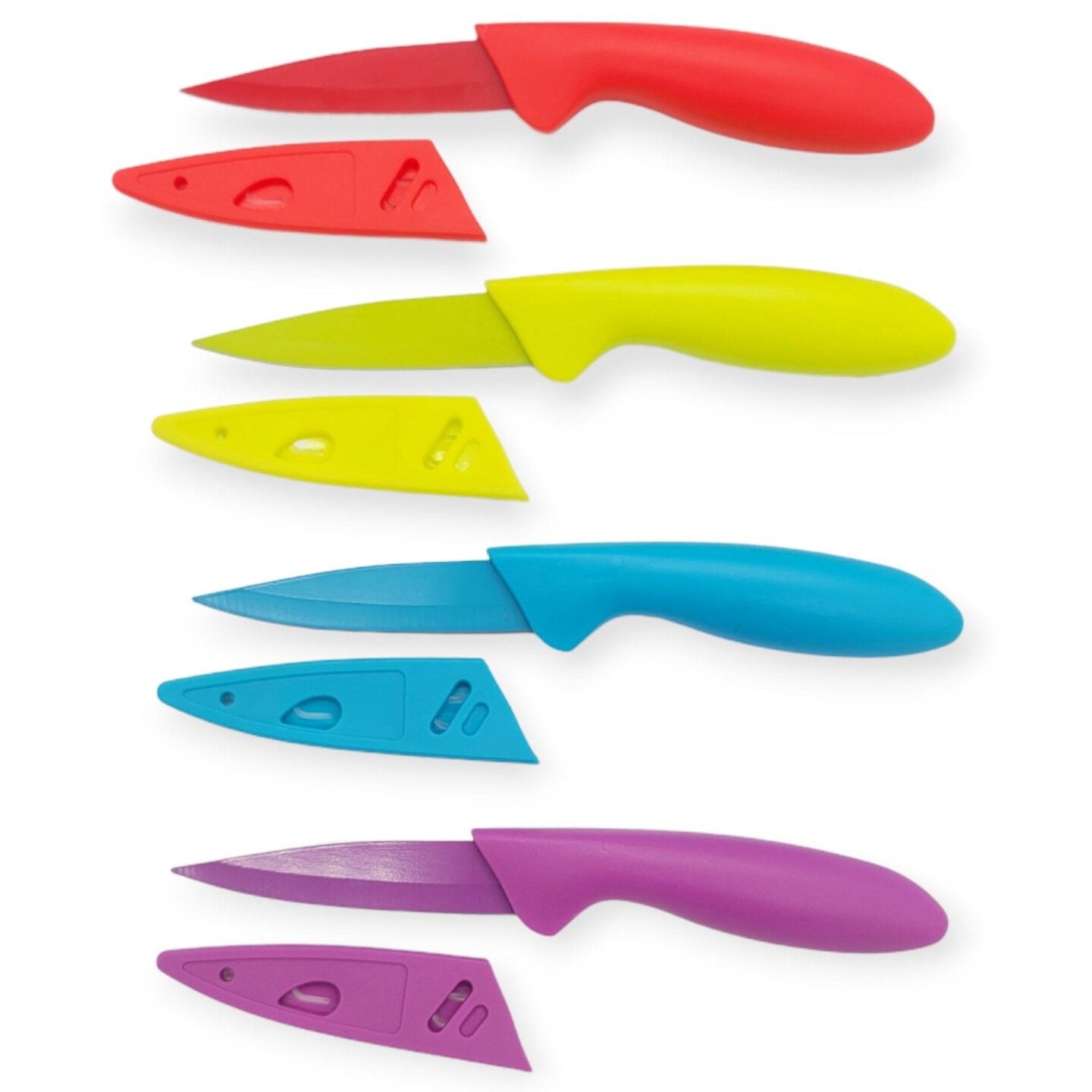 Handy Housewares 4pc Colorful Paring Knife Set with Sheath Covers