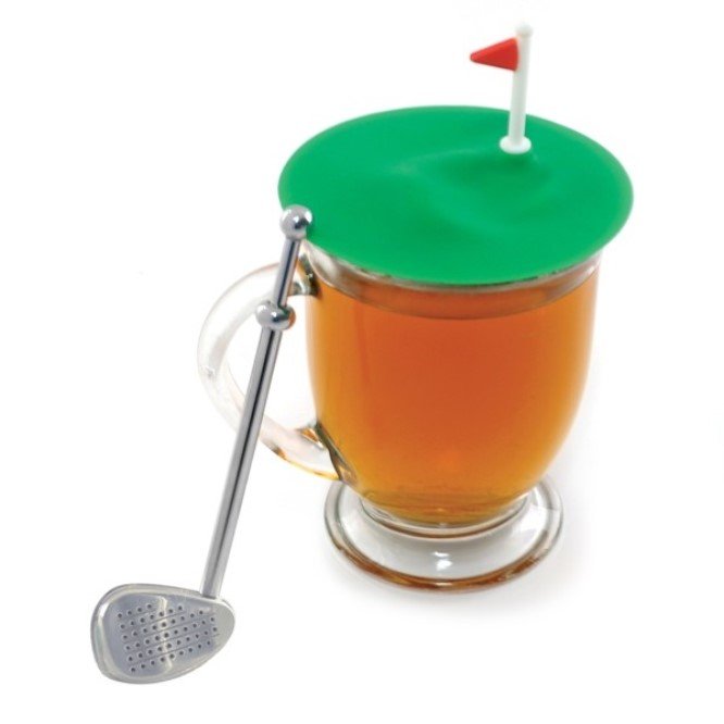 Norpro Stainless Steel Golf Tea Strainer with Cup Cover / Tea Catcher