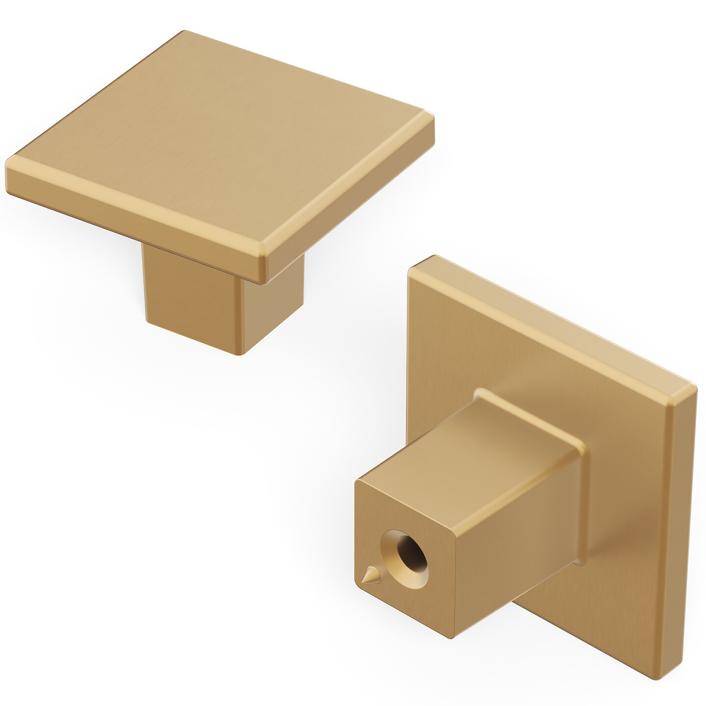 Heritage Designs: Tempo Collection Knob: 10 Pack - Brushed Brass - 1-3/16" Square Handle Pulls, Cabinet-Drawer-Dresser Hardware, Kitchen-Bathroom-Home