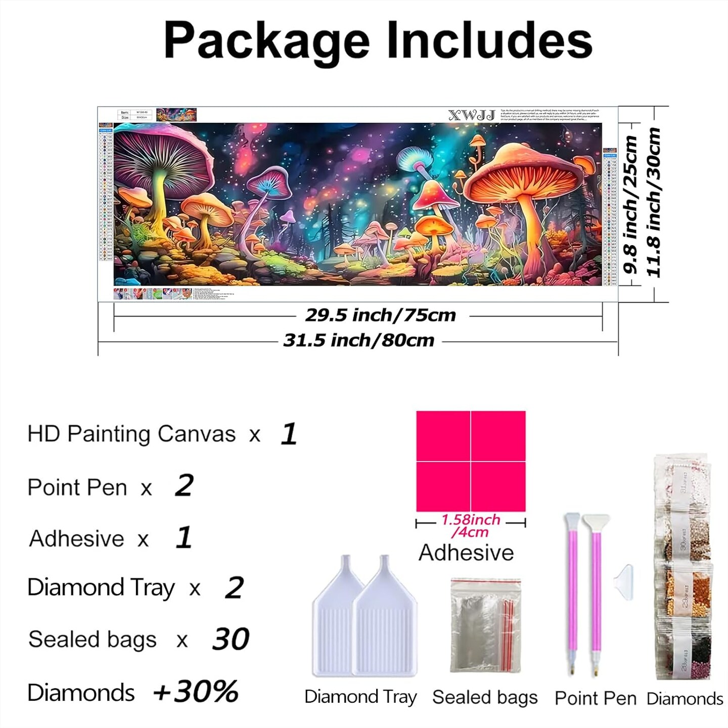 Diamond Painting Kits,Diamond Art for Adults Mushroom Forest Full Round Drill Large Size(31.5x11.8 inch),Abstract Scenery Paint with Diamonds Crystal Gem for Gift,Wall Decor