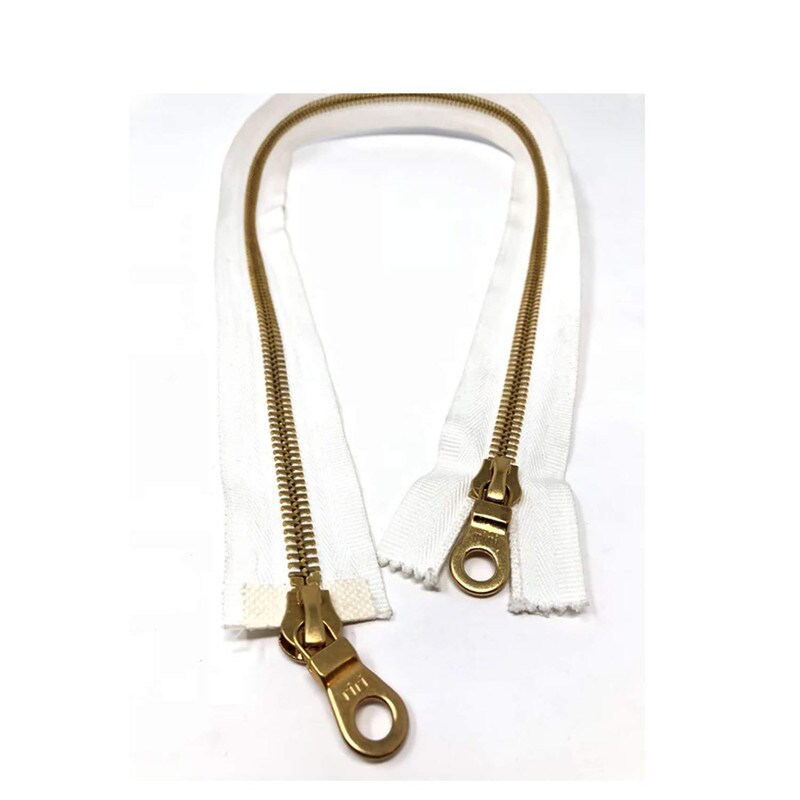 Zipper – White 8MM 27.5" Gold Teeth Two-Way Separating for Jackets