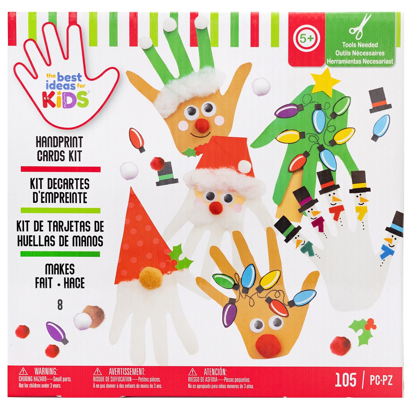 Colorbok Kids Christmas PDQ 4/pkg-Holiday Hand Print Card Kit
