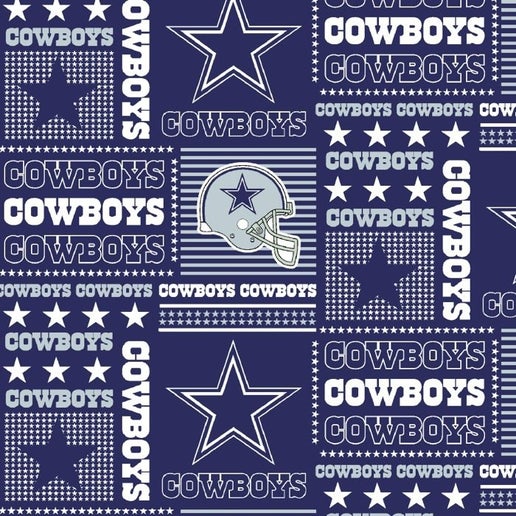 Licensed NFL Dallas Cowboys Block Cotton 6424D Fabric by the Yard
