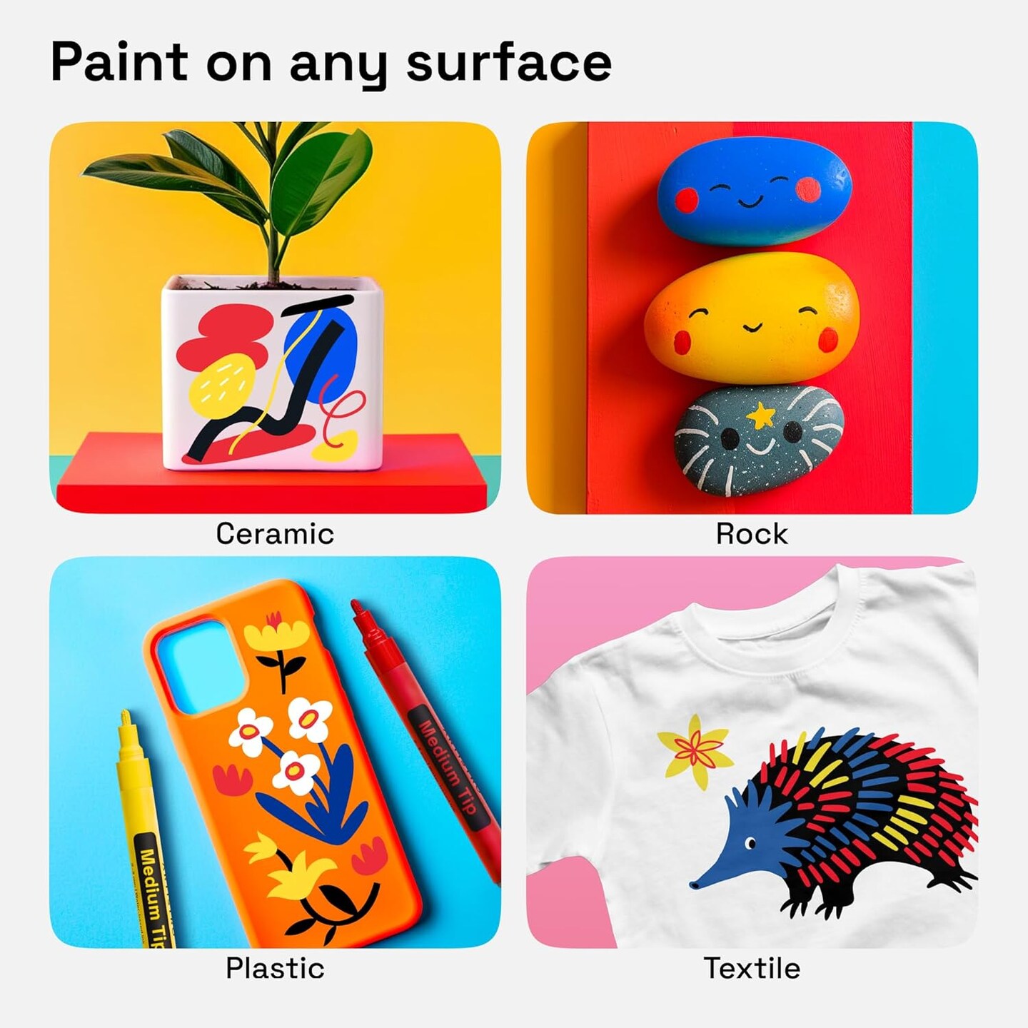 5 Oil-Based Permanent Paint Markers - Assorted Sets of Fine and Medium Tip Markers for Tire, Wood, Rock, Fabric, Glass, Ceramic, Metal, Plastic, and More - Quick Dry, Waterproof, Permanent