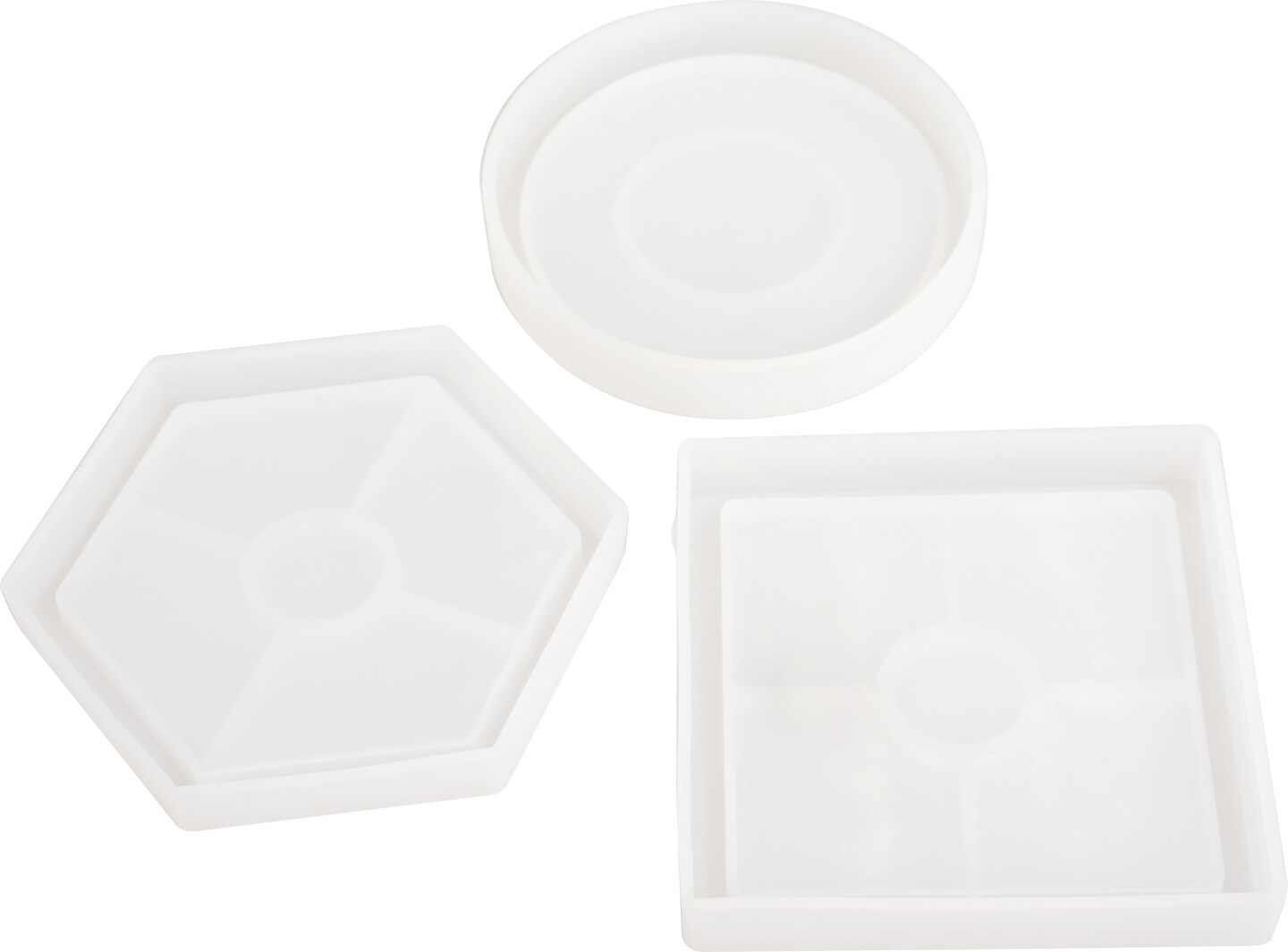 American Crafts Color Pour Resin Mold 3/Pkg-Coaster - Circle, Square & Hexagon