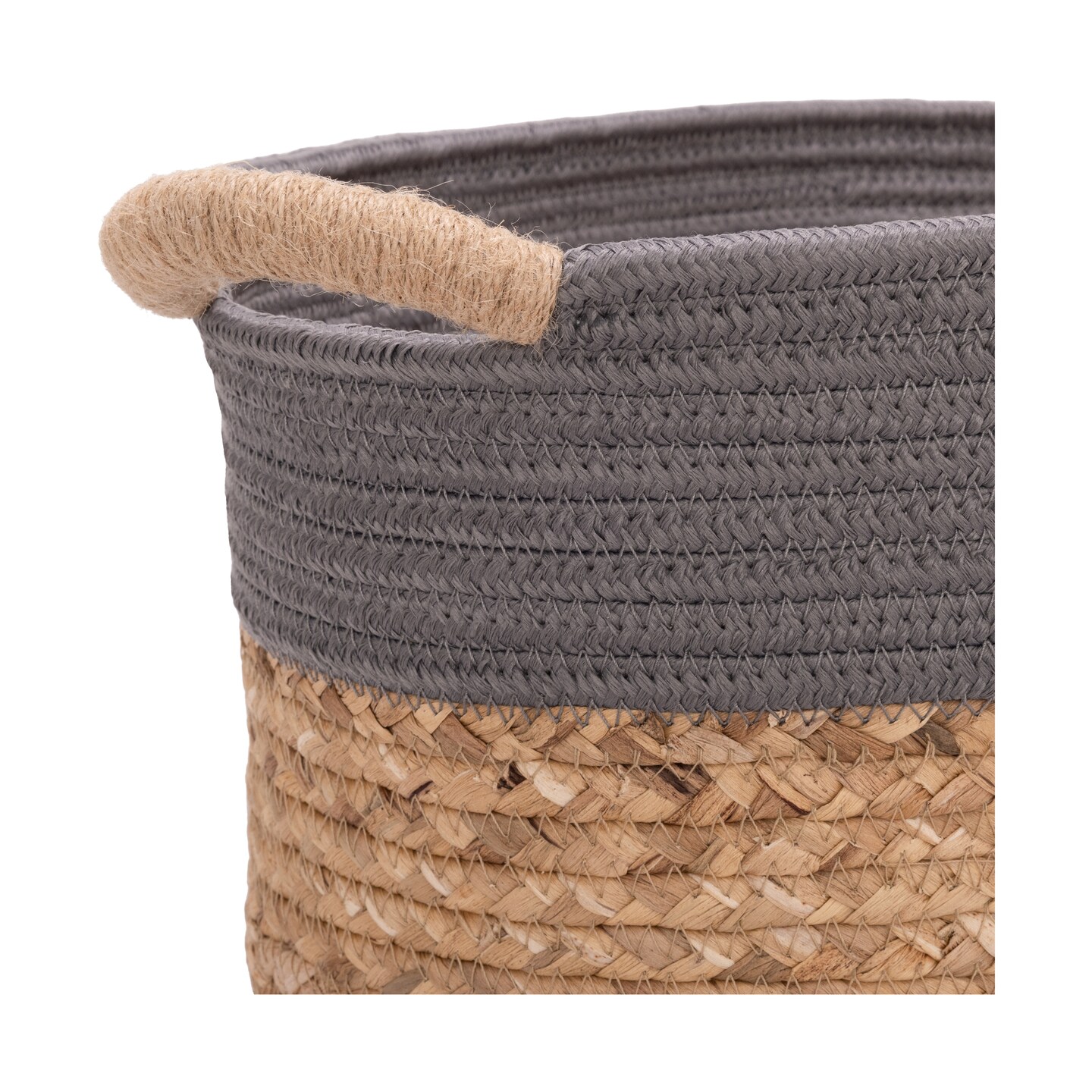 Seville Classics 3-Piece Natural Water Hyacinth and Rope Handwoven Basket Set