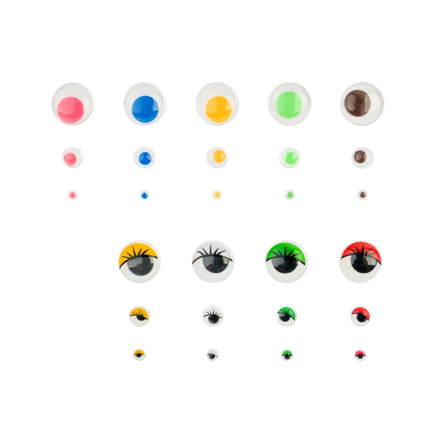 John Bead 6mm/10mm/20mm Assorted Colors Wiggle Googly Craft Eyes with Lashes