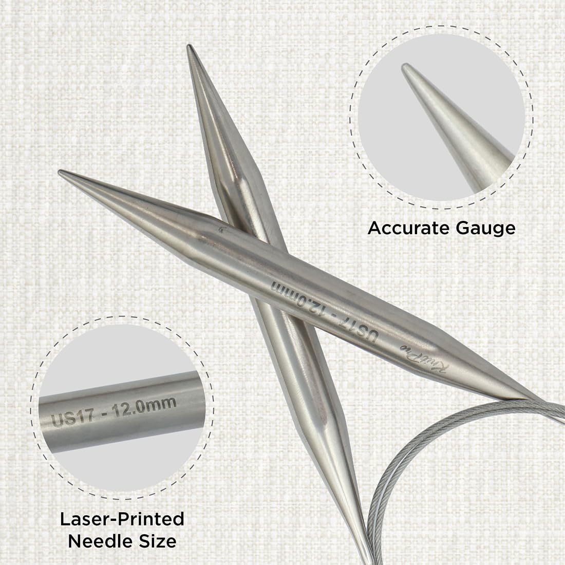 KnitPro Stelo Lace Fixed Circular Knitting Needles 24" Size 0 - 17