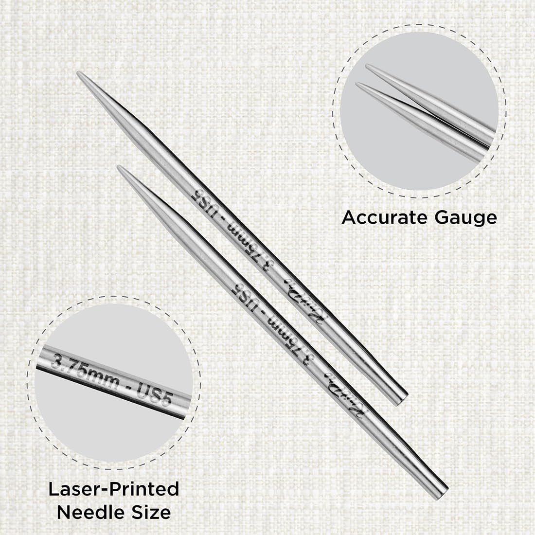 KnitPro Stelo Interchangeable Circular Knitting Needles 5" (13cm) Size 2.5 - 17