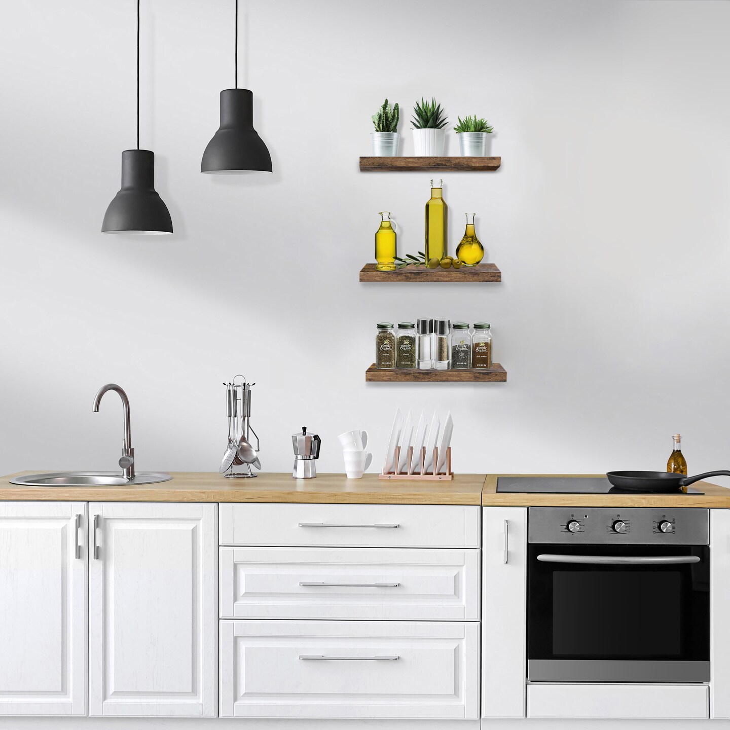 Sorbus 3 Pack Wall Mounted Floating Shelves - for Bedroom, Kitchen, Living Room, Office - Floating Shelf for Trophies, Books, Frames, etc