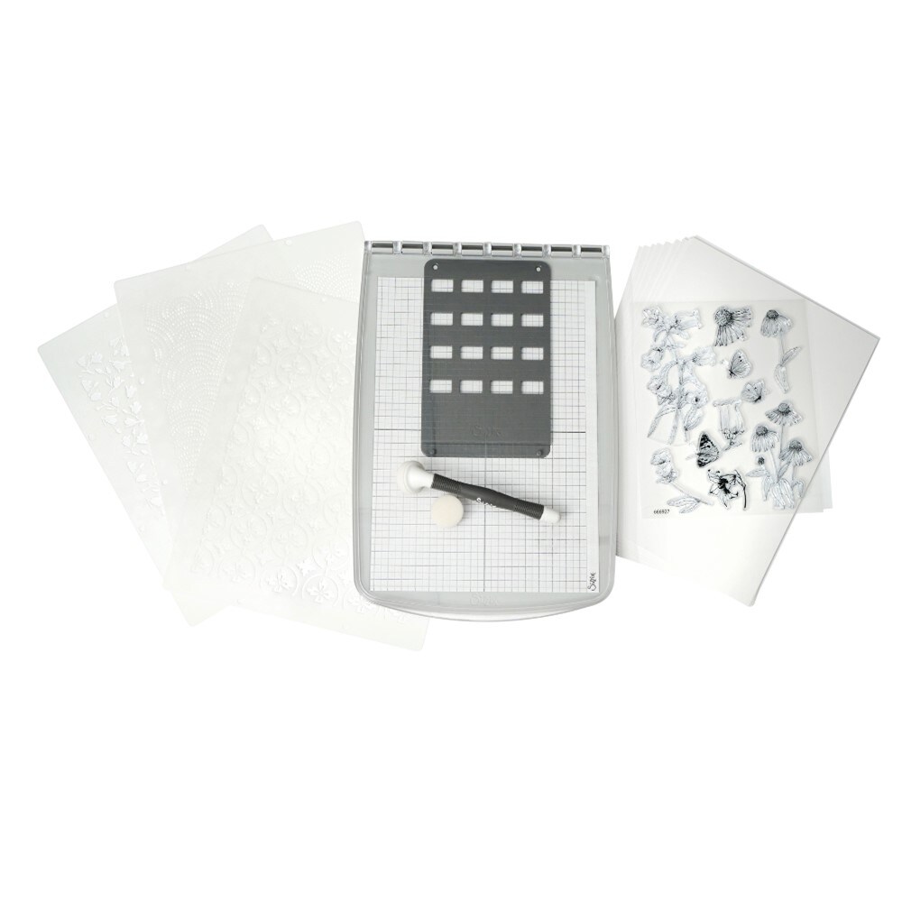Sizzix Studio BUNDLE KIT Stamp & Stencil Registration Press Tool Starter Kit by Willow Wolfe