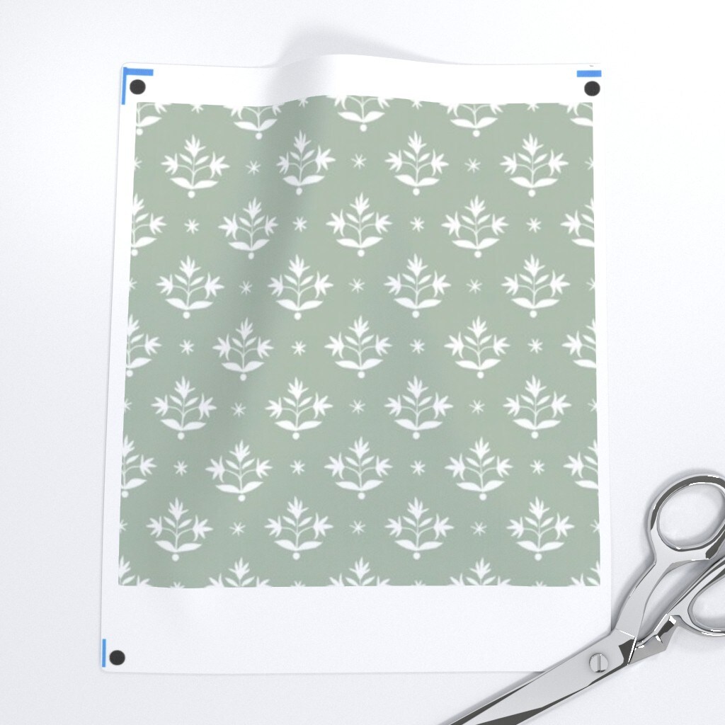 Cottage Core Sage Green Small Scale Boho Minimal Floral Botanical Garden Custom Printed Fabric by Spoonflower Various Fabrics by the Yard or Fat Quarter