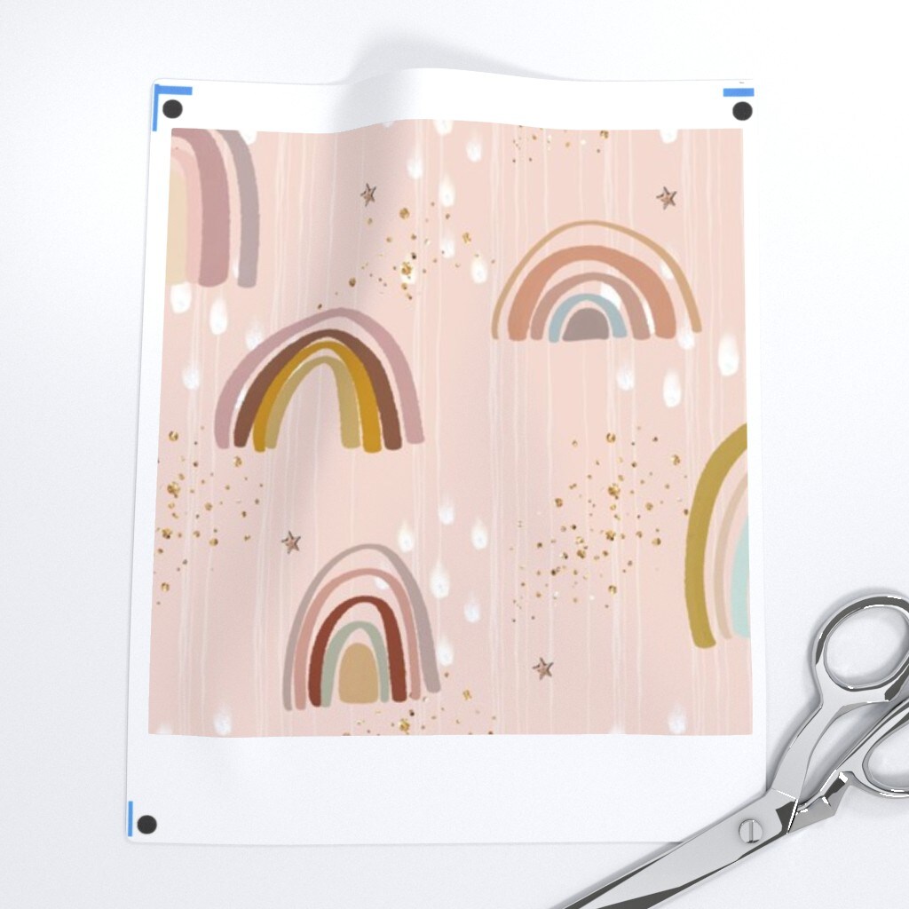 Rainbow Boho Stars Blush Pink Custom Printed Fabric by Spoonflower Various Fabrics by the Yard or Fat Quarter