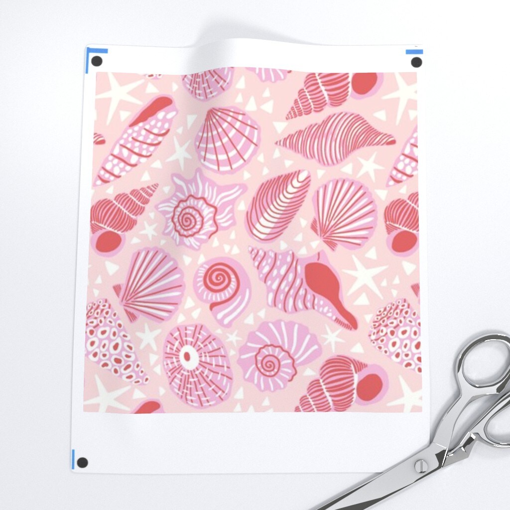 Coastal Shells Blush Pink Beach Summer Nautical Maritime Medium Scale Custom Printed Fabric by Spoonflower Various Fabrics by the Yard or Fat Quarter
