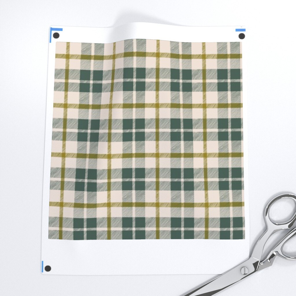 Plaid Tartan Green Golfing Classic Traditional Custom Printed Fabric by Spoonflower Various Fabrics by the Yard or Fat Quarter