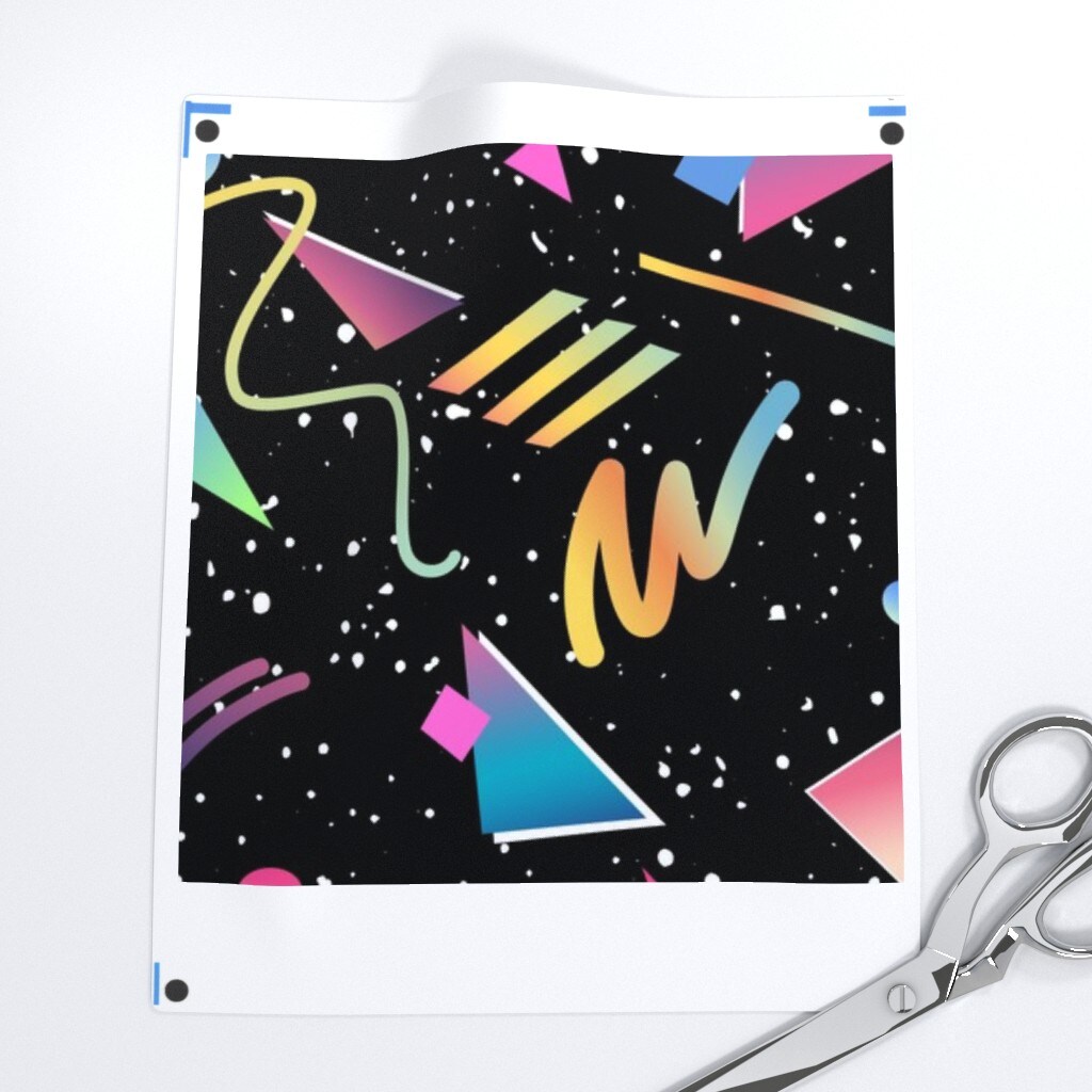 Rosetipitinodesigns 1980S Eighties Retro 80S Vintage Glam Party Music Black Neon Trendy Home Decor Custom Printed Fabric by Spoonflower Various Fabrics by the Yard or Fat Quarter